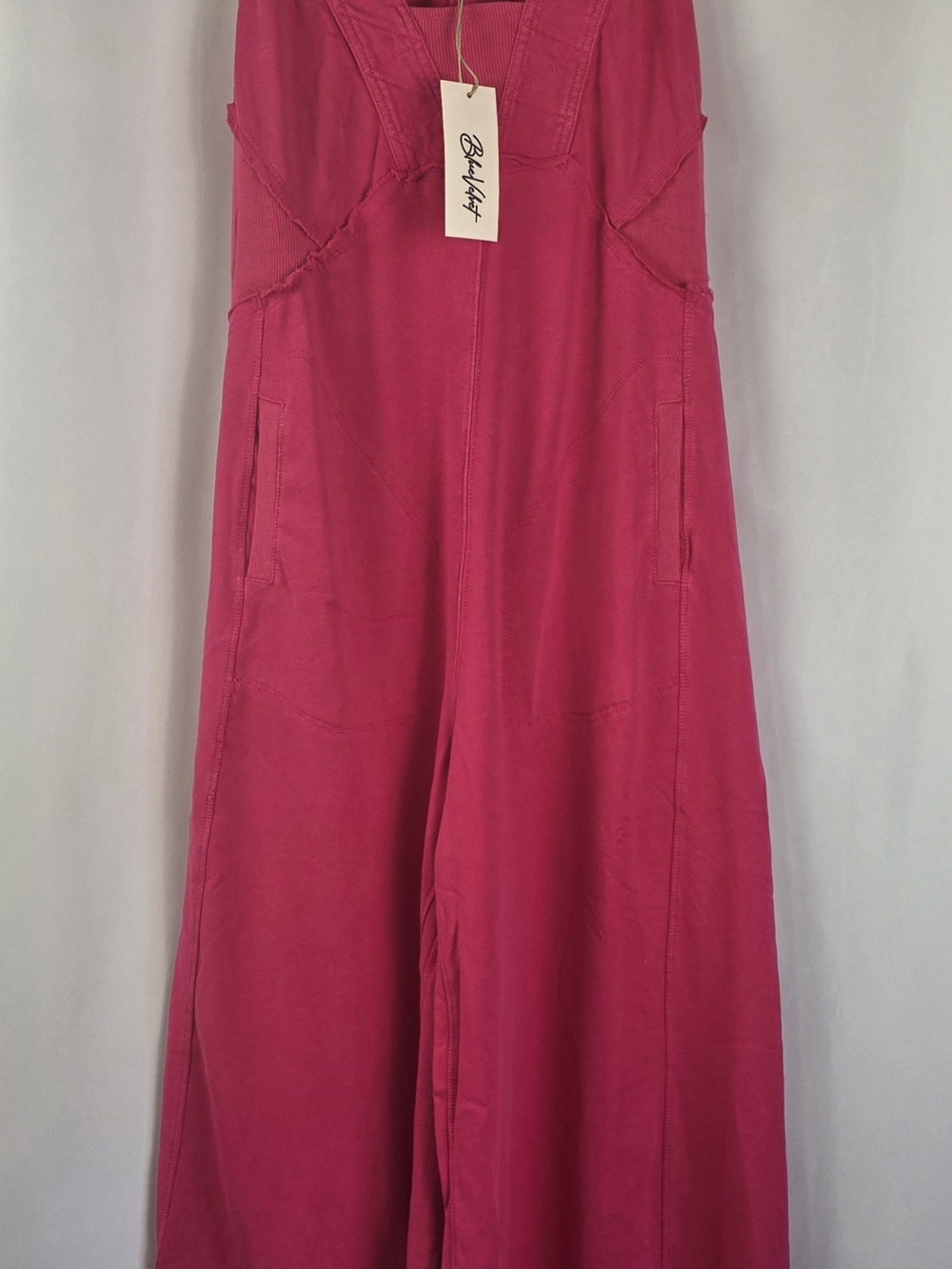 Blue Velvet Hot Pink Wide Leg Jumpsuit Overalls NWT Boho Lounge Romper